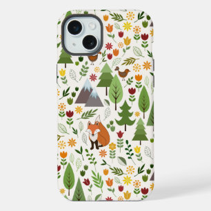 Scandinavian Style Illustrations on Cream Pattern iPhone 15 Plus Case