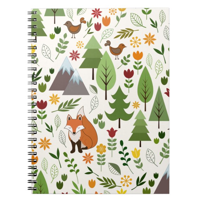 Scandinavian Style Illustrations on Cream Pattern Notebook (Front)
