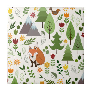 Scandinavian Style Illustrations on Cream Tile