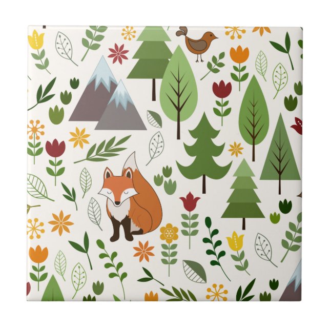 Scandinavian Style Illustrations on Cream Tile (Front)