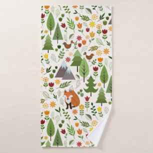 Scandinavian Style Illustrations on Crm Big Ptn Bath Towel