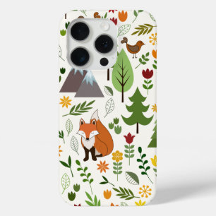 Scandinavian Style Illustrations on Crm Lg Pattern iPhone 15 Pro Case