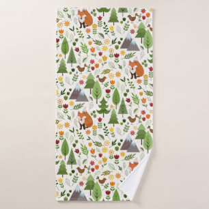 Scandinavian Style Illustrations on Crm Rpt Ptn Bath Towel