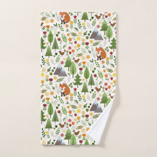 Scandinavian Style Illustrations on Crm Rpt Ptn Hand Towel