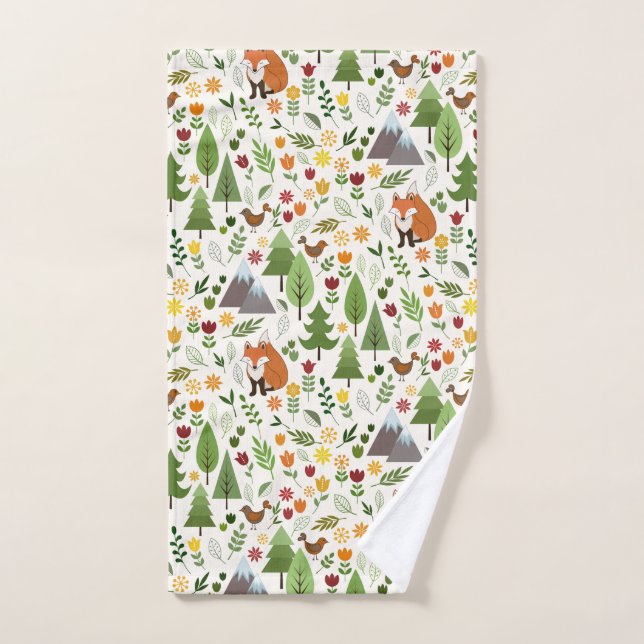 Scandinavian Style Illustrations on Crm Rpt Ptn Hand Towel (Hand Towel)