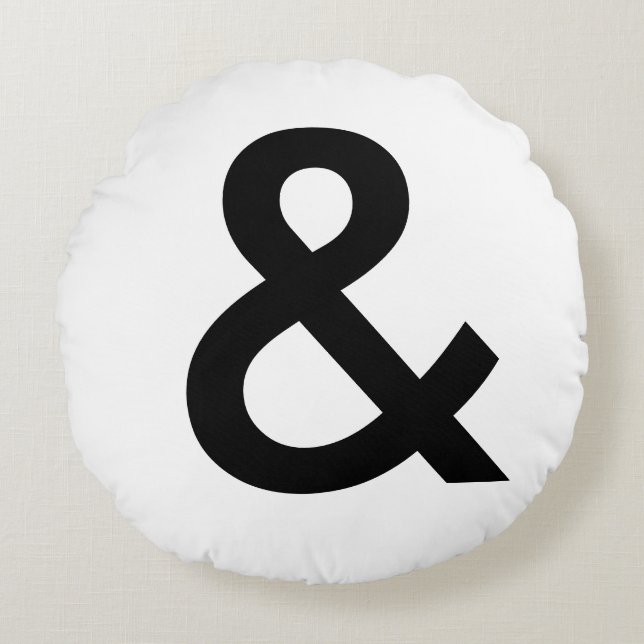 Scandinavian Style - Large Black Ampersand Round Pillow (Front)