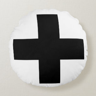 Scandinavian Style - Large Black Plus Sign Round Pillow