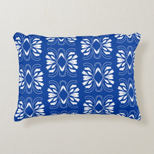 Scandinavian Style Modern Blue White Fair Design Accent Pillow (Front)
