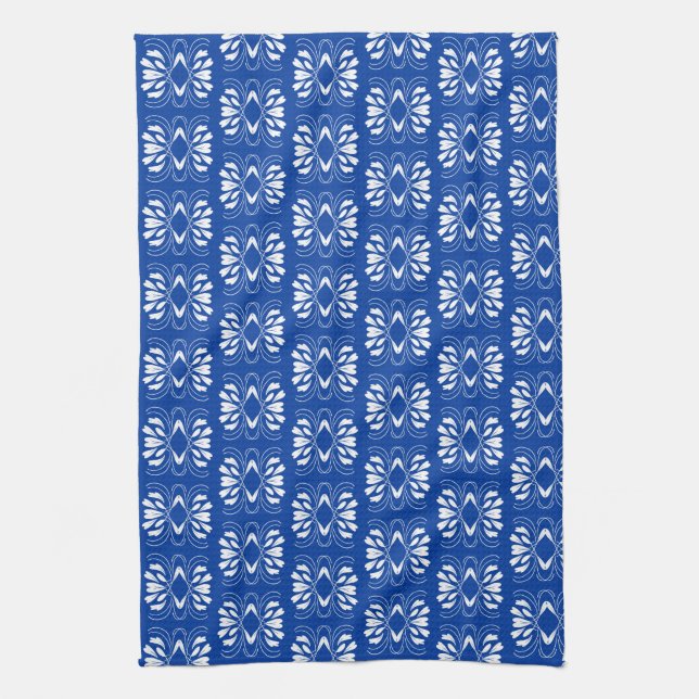 Scandinavian Style Modern Blue White Fair Design Kitchen Towel (Vertical)