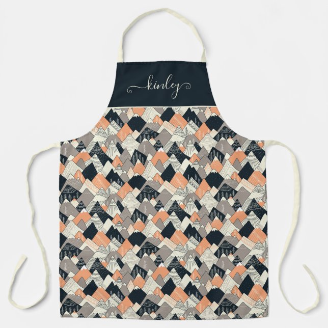 Scandinavian Style Mountain Pattern Apron (Front)