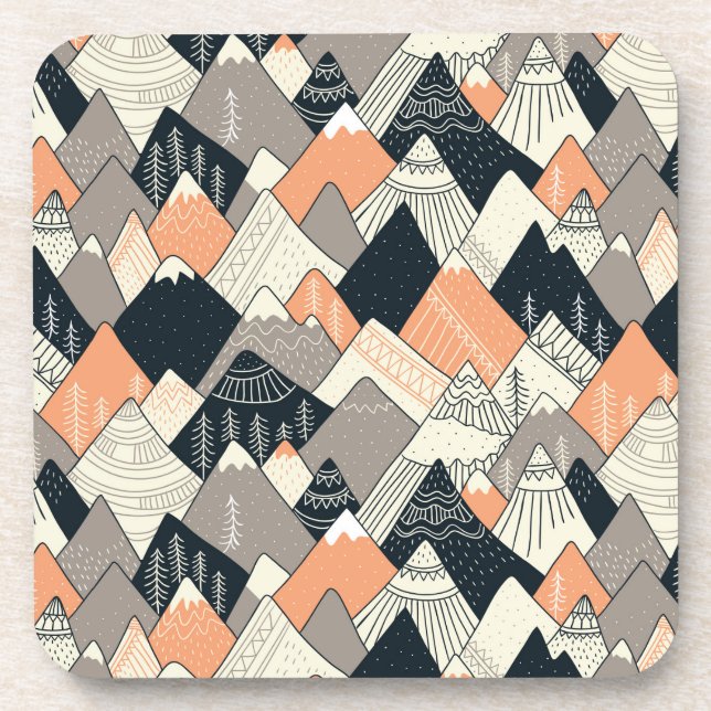 Scandinavian Style Mountain Pattern Coaster (Front)