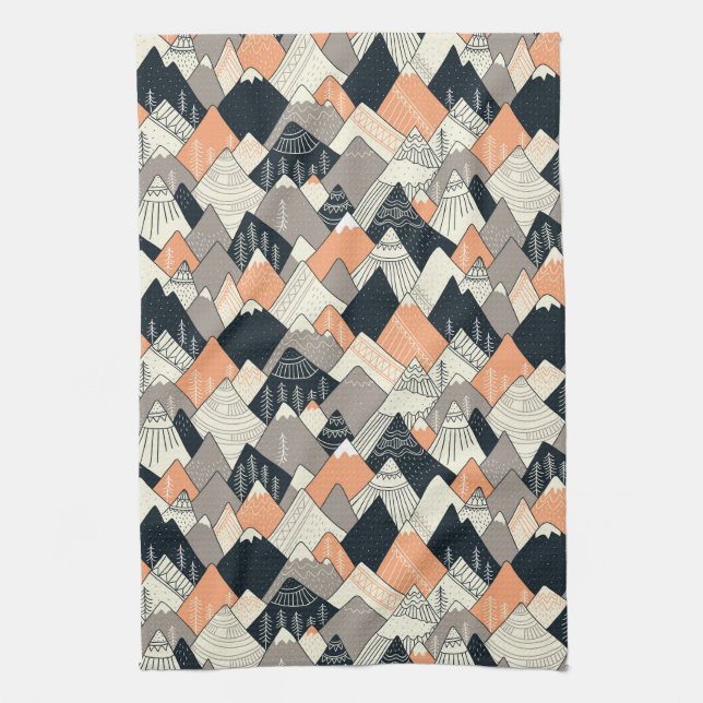 Scandinavian Style Mountain Pattern Kitchen Towel (Vertical)