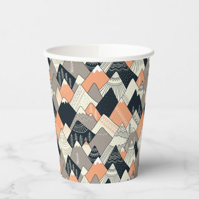 Scandinavian Style Mountain Pattern Paper Cups (Left)