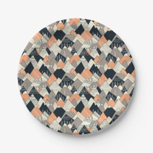 Scandinavian Style Mountain Pattern Paper Plate