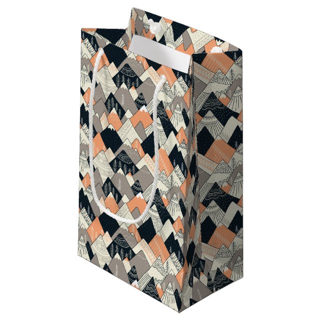 Scandinavian Style Mountain Pattern Small Gift Bag (Front Angled)
