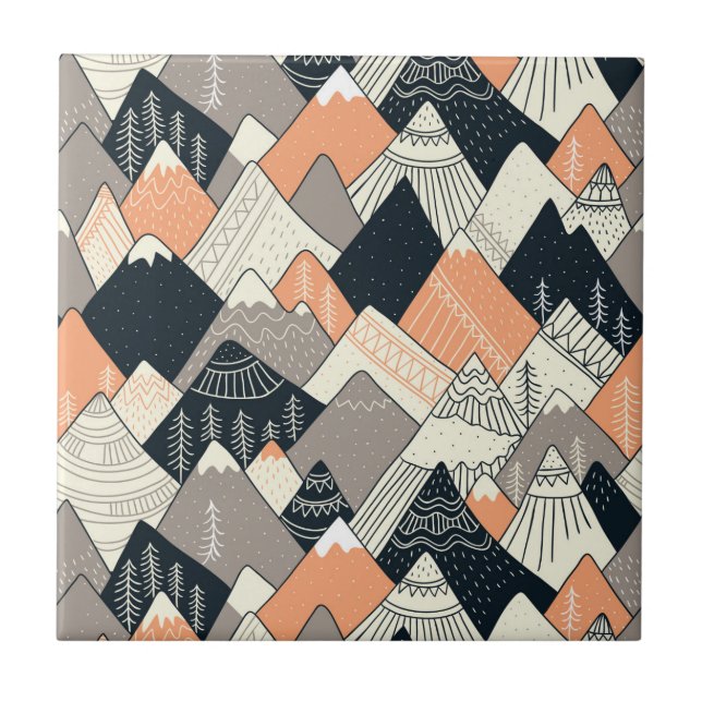 Scandinavian Style Mountain Pattern Tile (Front)