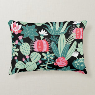 Scandinavian Style Succulents Seamless Pattern Accent Pillow