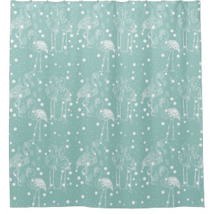 Scandinavian Style White Flamingos on Light Teal  