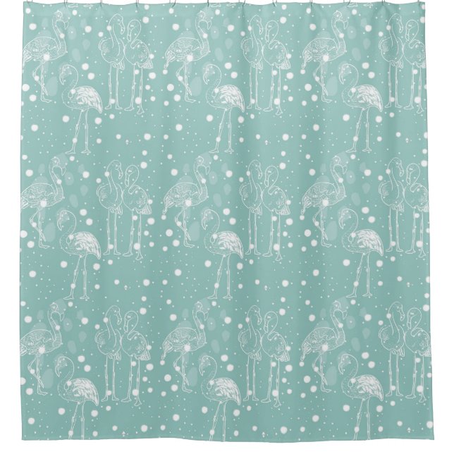 Scandinavian Style White Flamingos on Light Teal   (Front)