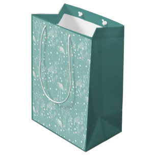 Scandinavian Style White Flamingos on Light Teal   Medium Gift Bag
