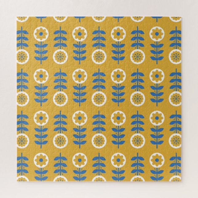 Scandinavian Stylized Flower Pattern Jigsaw Puzzle (Vertical)