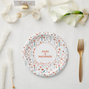 Scandinavian Summer Flowers Boho Wedding Paper Plate