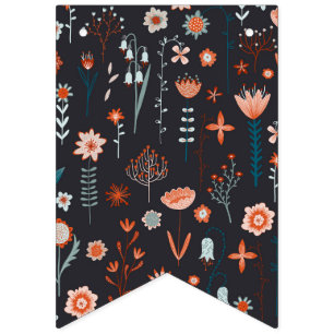 Scandinavian Summer Flowers Dark Bunting Flags