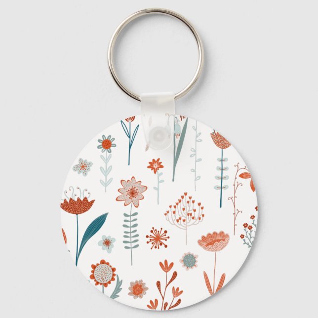 Scandinavian Summer Flowers Keychain (Front)