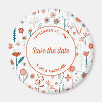 Scandinavian Summer Flowers Save the Date Magnet