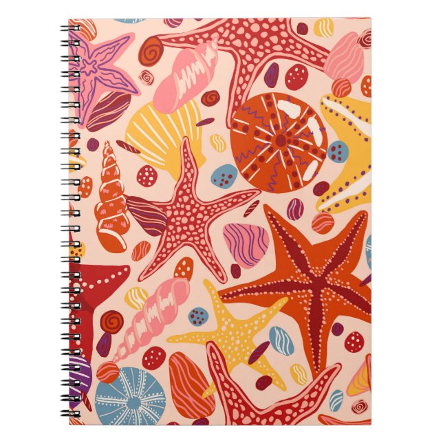 Scandinavian Summer Sea: Starfish Pattern Notebook (Front)