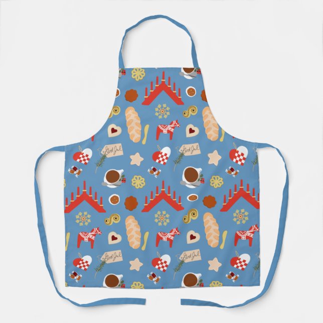 Scandinavian/Swedish Jul Christmas pastries design Apron (Front)
