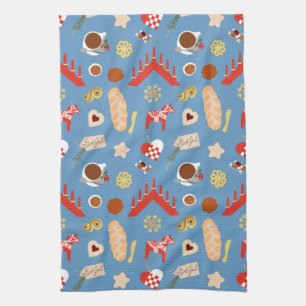 Scandinavian/Swedish Jul Christmas pastries design Kitchen Towel
