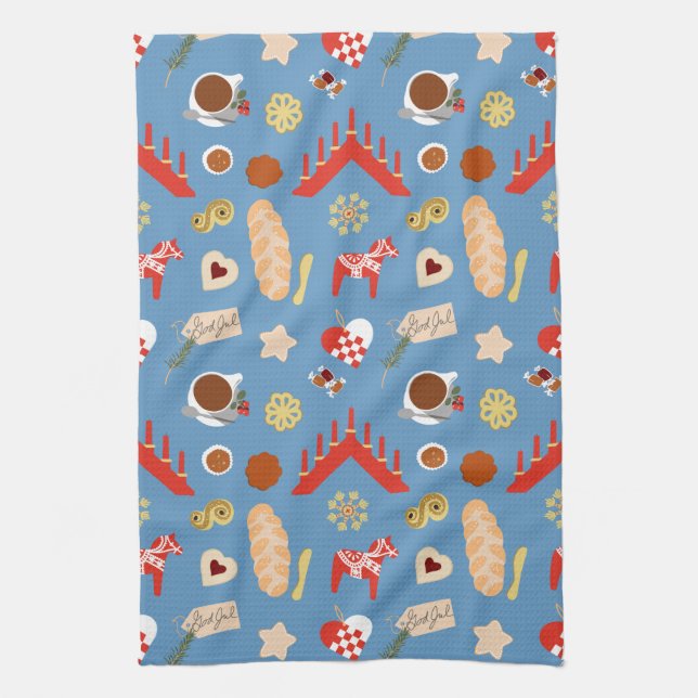 Scandinavian/Swedish Jul Christmas pastries design Kitchen Towel (Vertical)