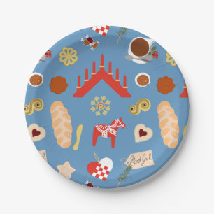 Scandinavian/Swedish Jul Christmas pastries design Paper Plate