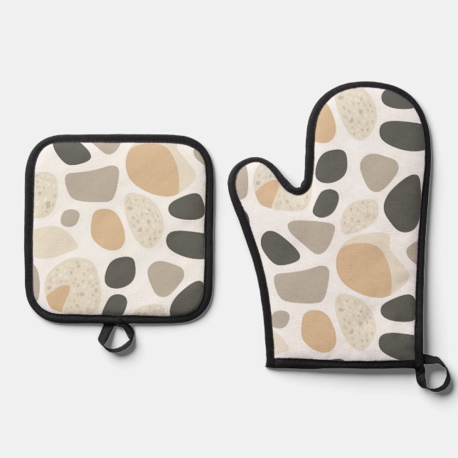Scandinavian Terrazzo Stones Oven Mitt & Pot Holder Set (Front)
