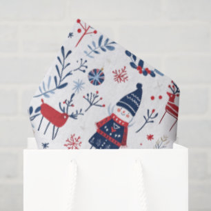 Scandinavian Theme Christmas Symbols Pattern Tissue Paper