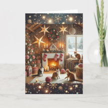 Scandinavian-themed Christmas card featuring cats