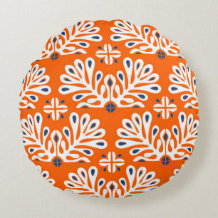 Scandinavian Tradition: Ethnic Floral Mosaic. Round Pillow