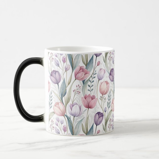 Scandinavian Tulip Floral Pattern Magic Mug (Left)
