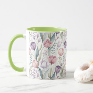 Scandinavian Tulip Floral Pattern Mug