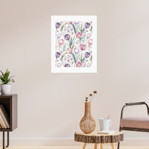 Scandinavian Tulip Floral Pattern Poster