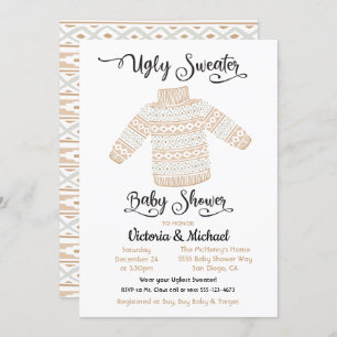 Scandinavian Ugly Sweater Baby Shower Invitation