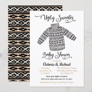 Scandinavian Ugly Sweater Baby Shower Invitation