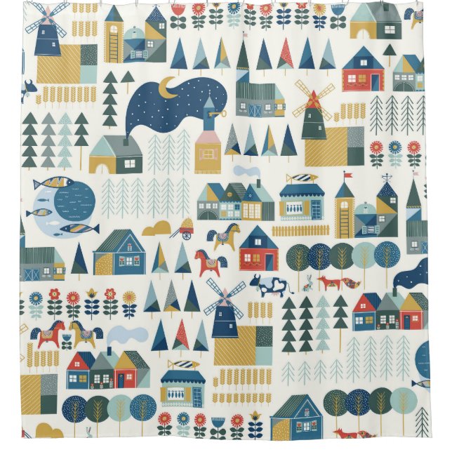 Scandinavian village: pastel cozy pattern. (Front)