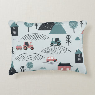 Scandinavian village, seamless rural pattern. accent pillow