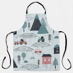 Scandinavian village, seamless rural pattern. apron