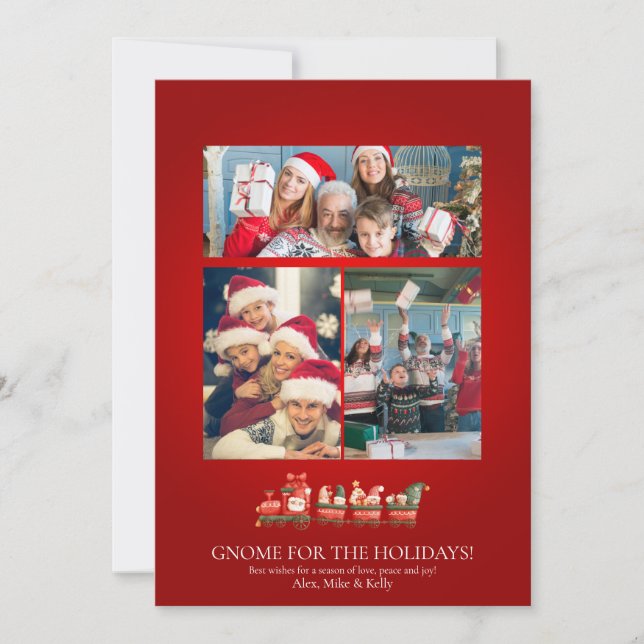 Scandinavian Watercolor Christmas Gnomes Photo Inv Invitation (Front)