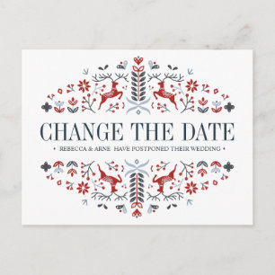 Scandinavian WEDDING CHANGE THE DATE POSTPONEMENT Announcement Postcard