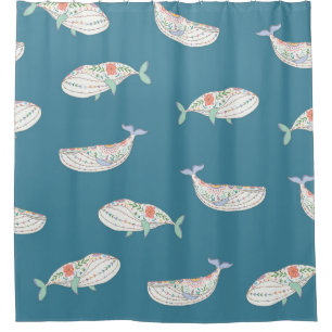 Scandinavian whale, sea animals pattern