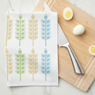 Scandinavian Wheat in Light Blue, Yellow & Green Kitchen Towel
